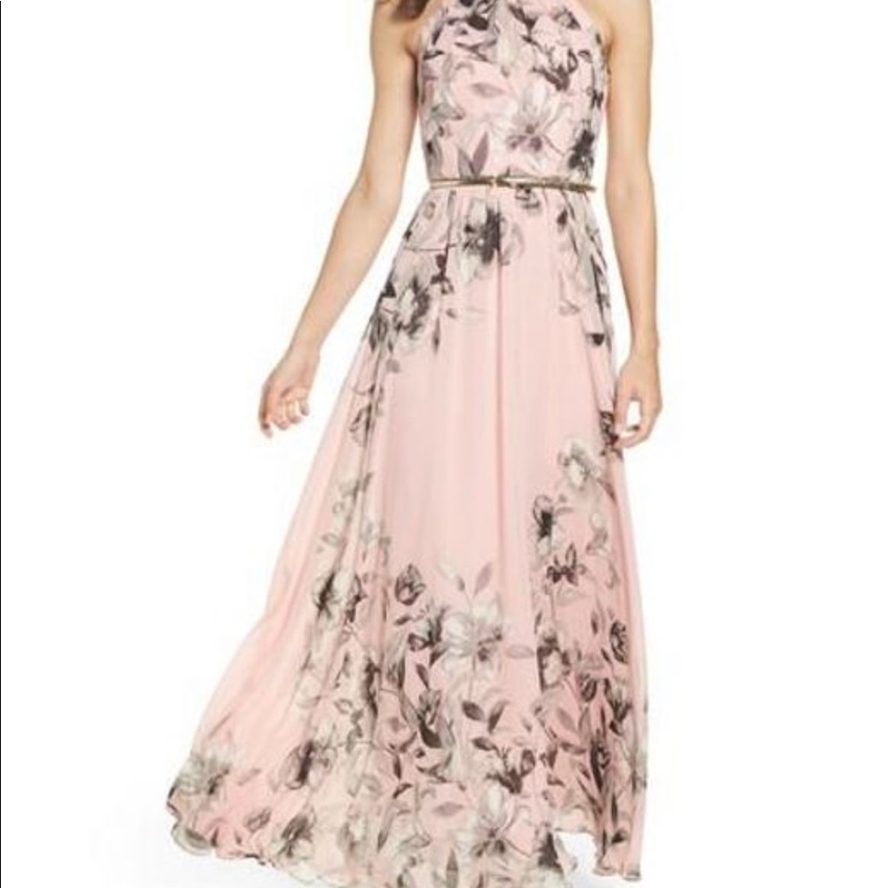 Eliza J pink floral maxi dress
